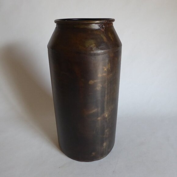 NEW 12” RUSTIC FARM COTTAGE ANTIQUE DISTRESSED METAL MILK JUG URN VASE - Picture 4 of 6